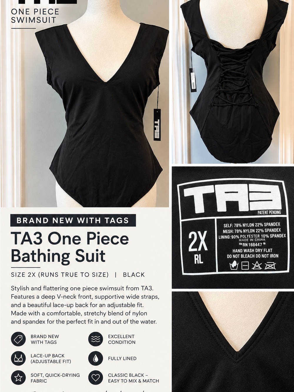 TA3 black Women’s swimsuit 2XL